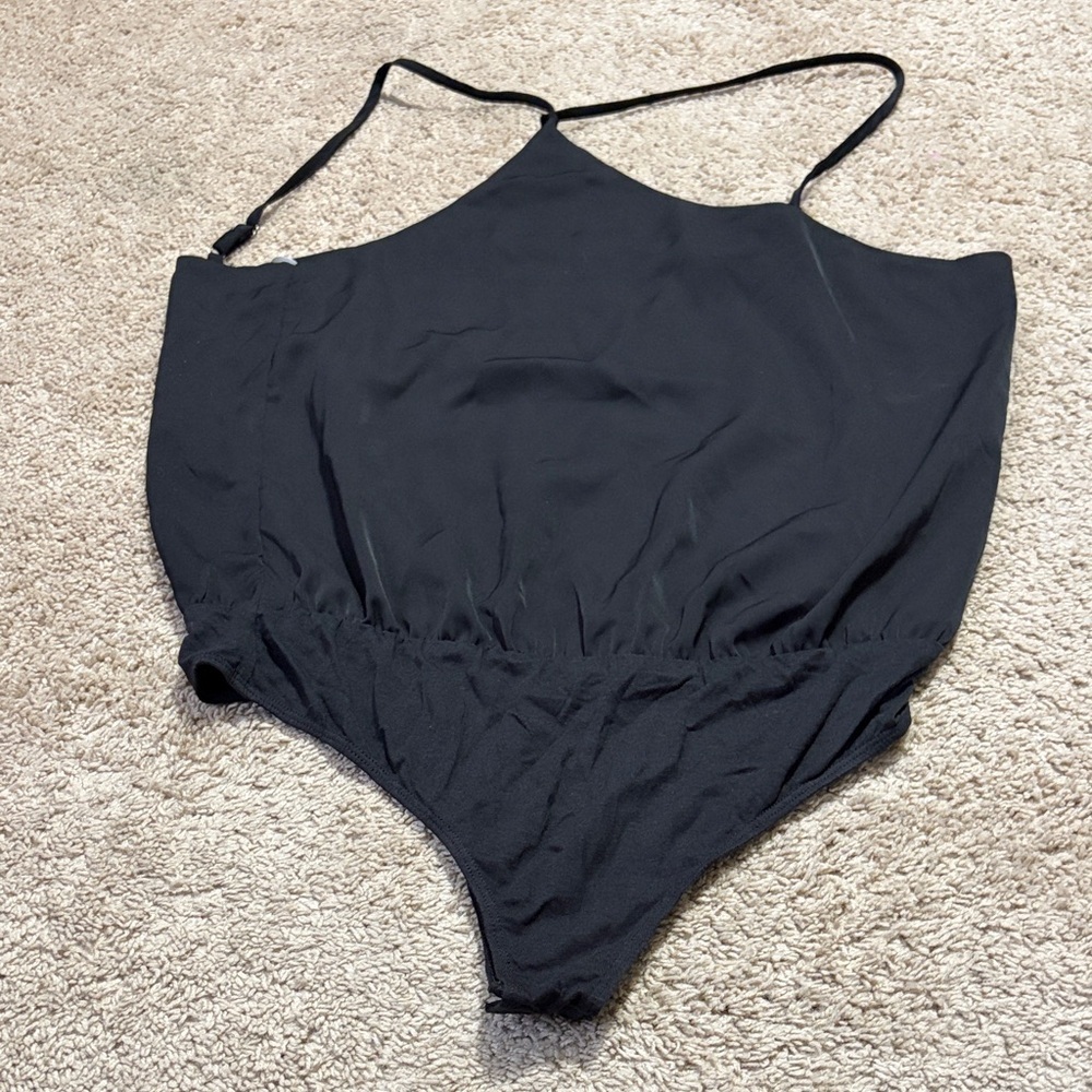 Lulus Black Bodysuit Large NWT Thong Back